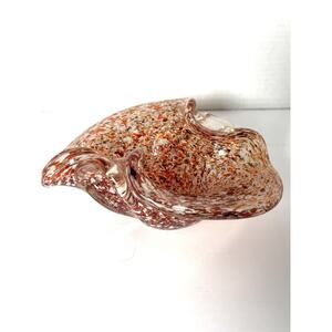 Vintage Murano Sommerso Art Glass Free Form Large Ashtray Candy Dish Heavy